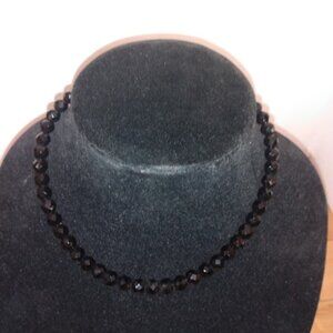 Vintage black glass necklace.
